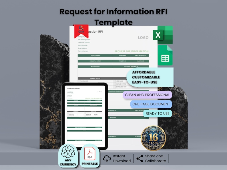 Construction RFI Template | Editable Google Sheets Request for ...