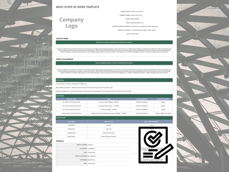 Simple Scope of Work Template - Etsy UK