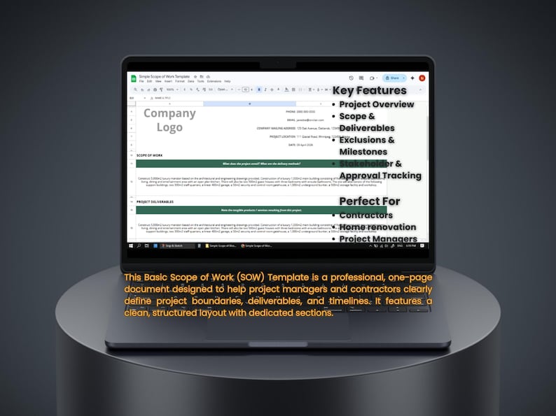 Simple Scope of Work Template - Etsy UK