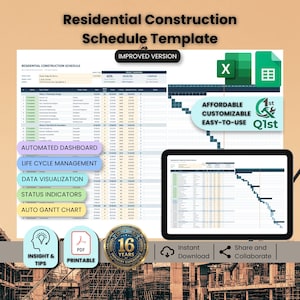Bauzeitplaner Excel Vorlage, Auto Gantt Chart für Hausbau Timeline