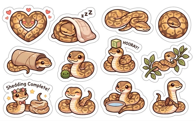 Ball Python Sticker Set of 12 - Etsy