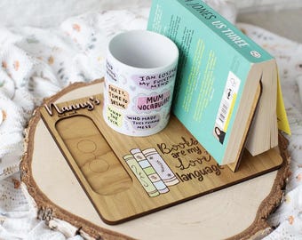 Soporte de madera personalizado para libros / Decoración de rincón de lectura en tonos pastel, regalo para amantes de los libros