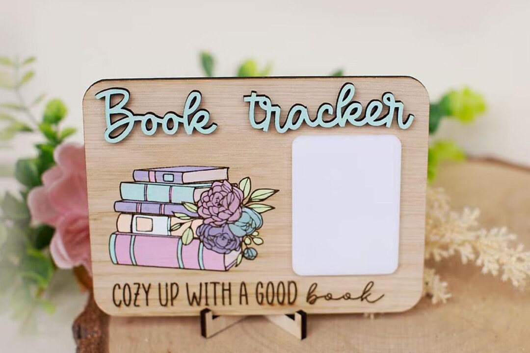 Wooden Book Stack Tracker | Hand Painted Reading Log With Stand - Etsy