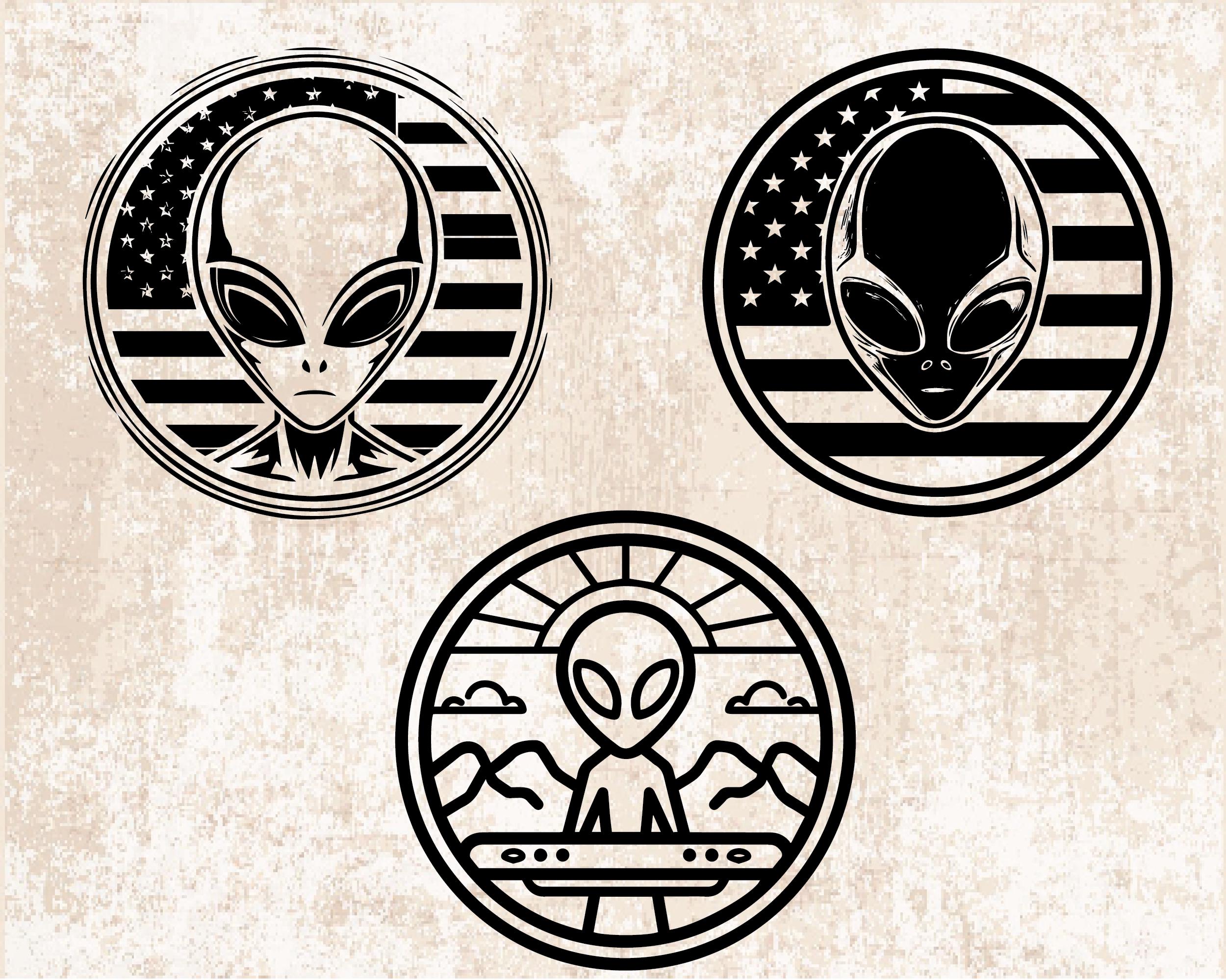 Alien Silhouette SVG PNG, UFO Alien Clipart for Cricut Space Sci Fi ...