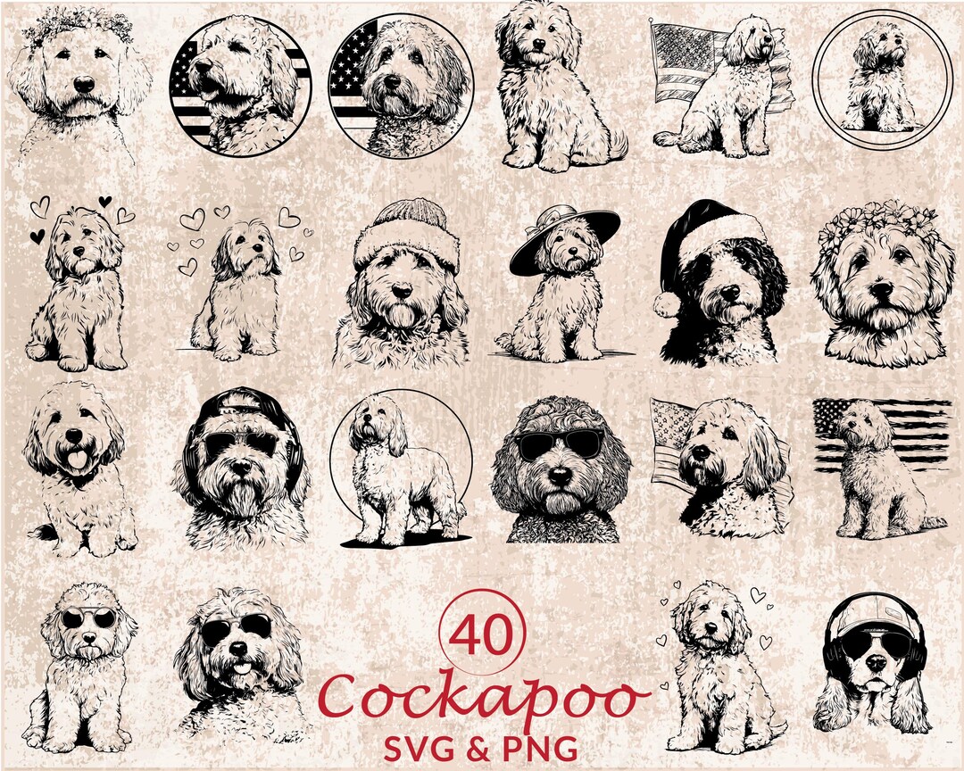 Cockapoo Silhouette SVG PNG, Cockapoo Dog Clipart for Cricut Puppy Pet ...