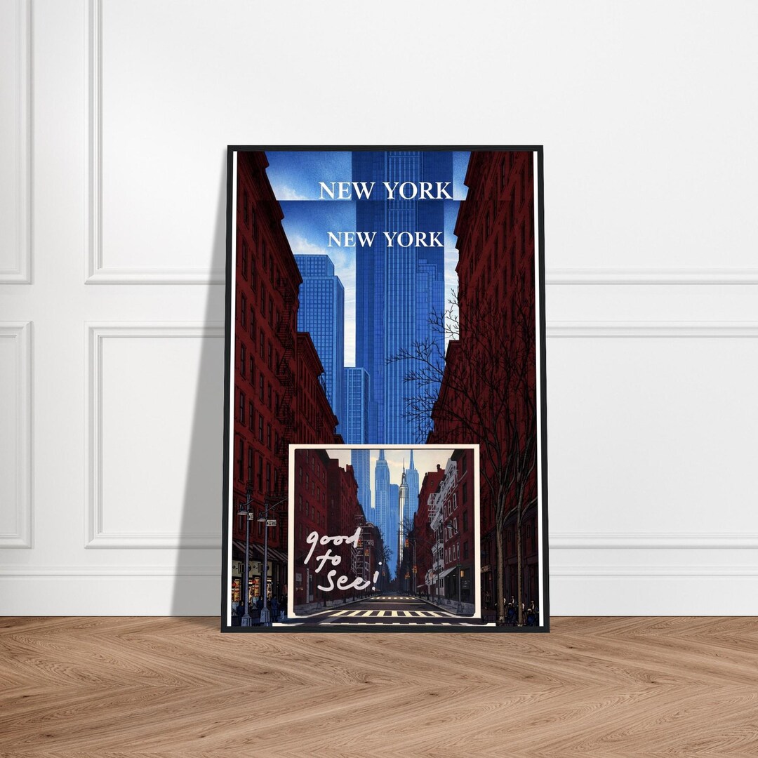 New York Poster – Manhattan Street View | NYC Skyline Wall Art | Modern ...
