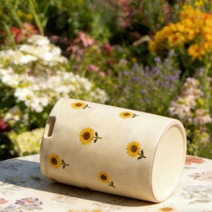 Sunflower Travel Mug, Handmade Ceramic Coffee Tumbler, Pottery To Go Mug, Birthday Mother's Day Gift for Her image 5