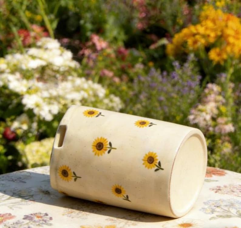 Sunflower Travel Mug, Handmade Ceramic Coffee Tumbler, Pottery To Go Mug, Birthday Mother's Day Gift for Her image 5