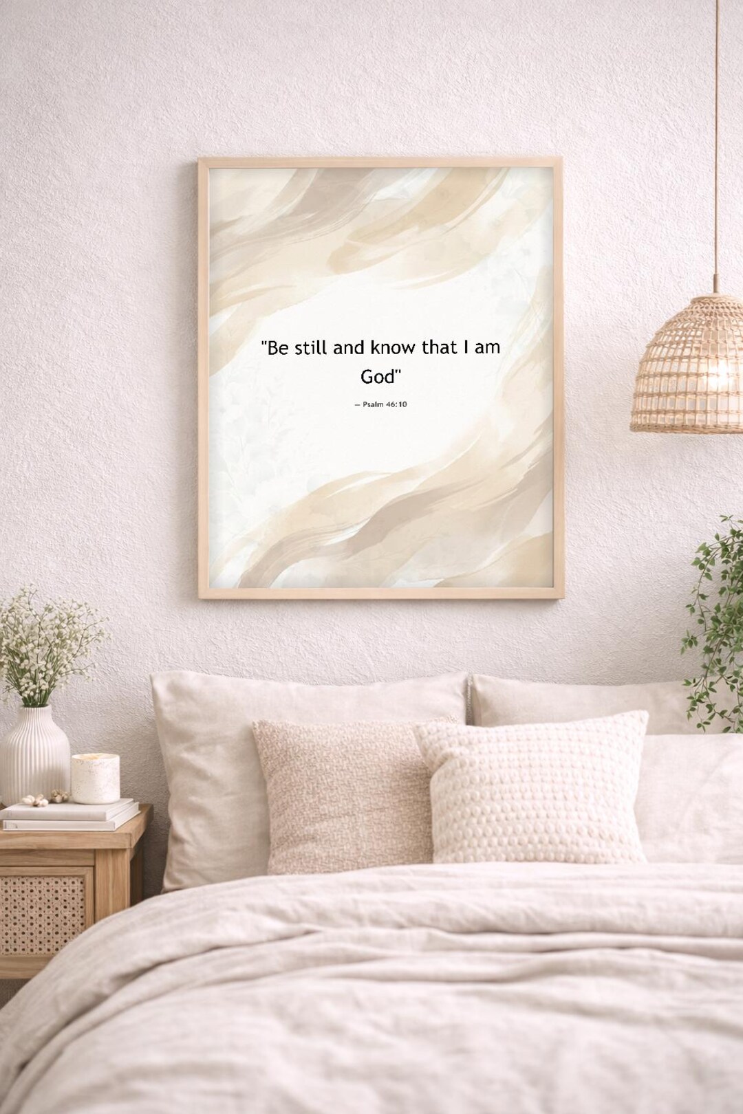Psalm 46:10 Bible Verse Wall Art | Neutral Botanical Scripture Print ...