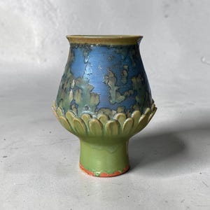 Eva Fritz-Lindner Karlsruher Majolika Studio Pottery Organic Vase | German Ceramic Art Vase Signed 1960s Collectible