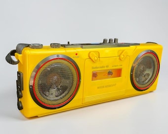 Vintage Boombox Radio Cassette Player | Nestler Matho 48 Germany | 80s 90s Portable Radio | Yellow Retro Tape Player