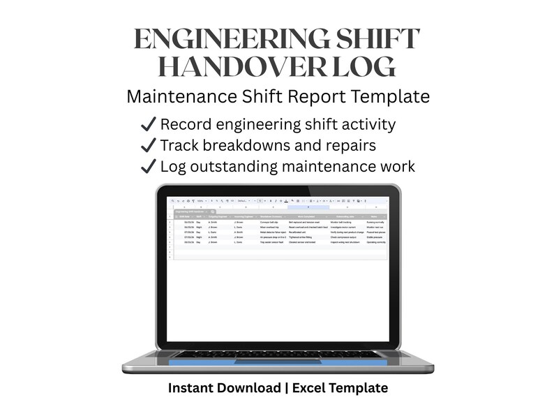 Engineering Shift Handover Log Excel Template | Maintenance Shift ...