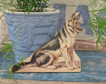 Antique Cardboard Schoolhouse Farm Animal German Shepherd Dog