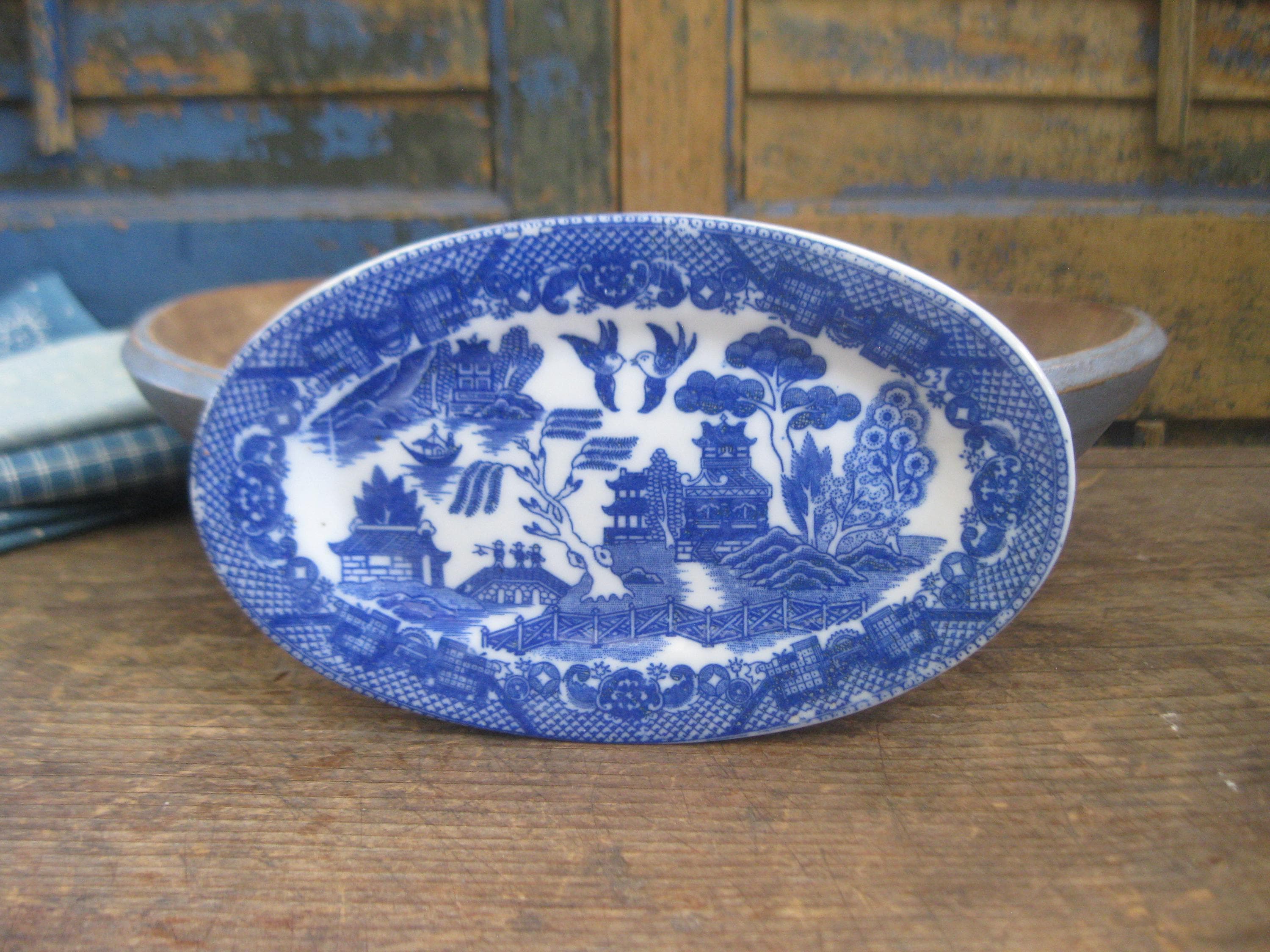  blue willow希少大オーバル皿 ビンテージBlue＆White - 輸入・アンティーク雑貨「ANTRO」