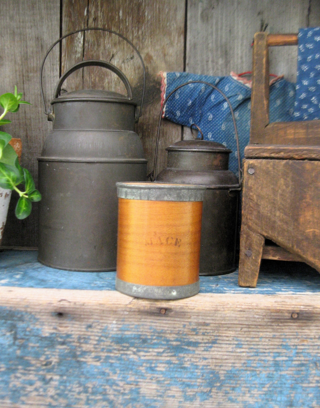 Early Antique Wood and Tin Spice Box Ca. 1860 Stenciled Mace - Etsy