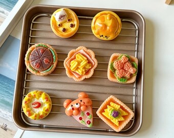 8pc Food Magnet Set: Mini Homemade Pastry, Pizza, Fries and Pies | Adorable 3D Food Resin, Realistic Food Fridge Magnets For Kitchen Decor