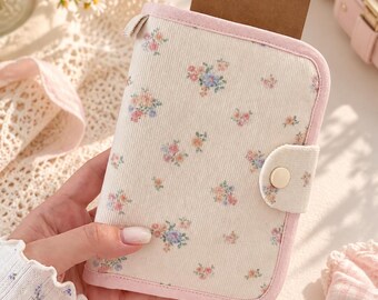 Pink Floral Passport Holder, Handmade Fabric Travel Wallet with Card Slots and Zip Pockets, Cottagecore Passport Case, Gift for Her
