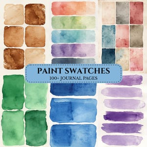 Kit de muestras de pintura para diario creativo / Papel imprimible con muestras de acuarela / Páginas para diario con paleta de artista