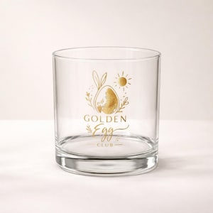 Easter Glass Cup Golden Egg Club, Easter Brunch Decor, Spring Drink Glass, Easter Gift Idea, Easter Table Decor, Minimalist Easter Kitchen
