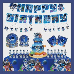 Space | Robot Birthday Party Set | Outer Space Galaxy Theme Decorations | Minimalist Robot Party Supplies Bundle