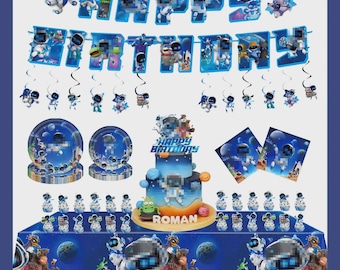 Space | Robot Birthday Party Set | Outer Space Galaxy Theme Decorations | Minimalist Robot Party Supplies Bundle