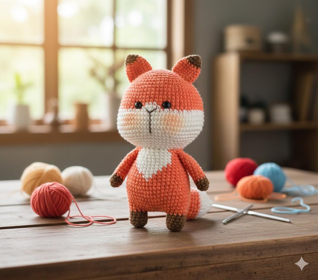Handmade Chubby Fox Crochet, Sweet Little Fox With Fluffy Tail ...