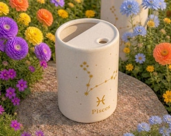 Taza del zodíaco con tapa, taza de café con constelación, regalo de astrología, taza del horóscopo, regalo de cumpleaños según el signo zodiacal, taza de cerámica minimalista