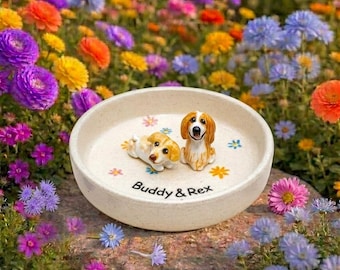 Plato personalizado para joyas de mascotas/Plato de cerámica para perros/Plato personalizado para anillos de perros y gatos/Plato para baratijas para mamás de perros/Regalo para amantes de las mascotas/Regalo por la pérdida de una mascota