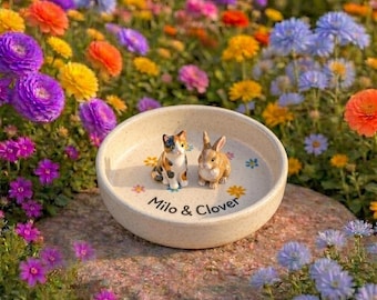 Plato personalizado para joyas de mascotas/Plato de cerámica para perros/Plato personalizado para anillos de perros y gatos/Plato para baratijas para mamás de perros/Regalo para amantes de las mascotas/Regalo por la pérdida de una mascota