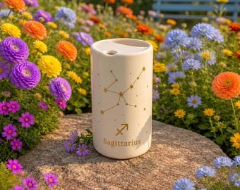 Taza del zodíaco con tapa, taza de café con constelación, regalo de astrología, taza del horóscopo, regalo de cumpleaños según el signo zodiacal, taza de cerámica minimalista
