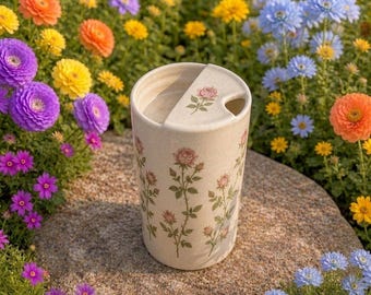 Taza de viaje pintada a mano, vaso de café de cerámica hecho a mano, taza de cerámica para llevar, regalo de cumpleaños y de Navidad para ella.