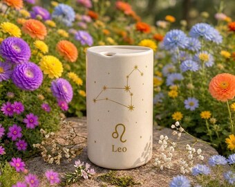 Taza del zodíaco con tapa, taza de café con constelación, regalo de astrología, taza del horóscopo, regalo de cumpleaños según el signo zodiacal, taza de cerámica minimalista