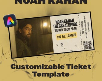 Noah Kahan - The Great Divide Tour 2026: Anpassningsbar biljettmall (digital nedladdning)