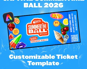 Capital's Summertime Ball 2026: aanpasbare ticketsjabloon (digitale download)