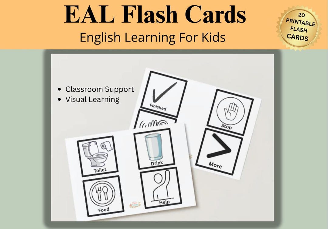 20 EAL Flash Cards – English Language Learning Cards for Kids - Etsy