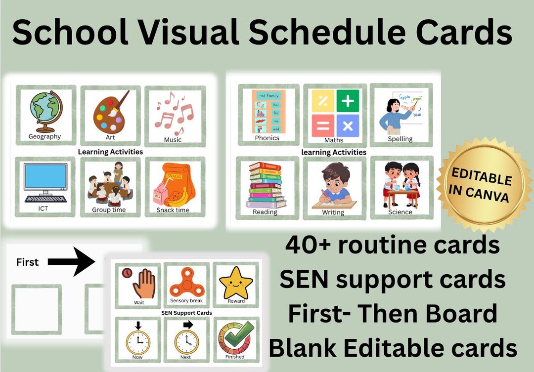 Visual Schedule Cards Printable | SEN Autism Routine Timetable ...