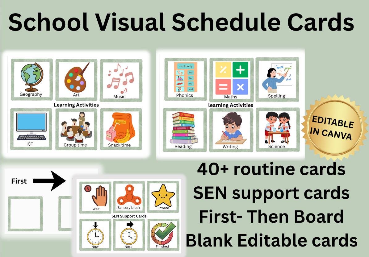 Visual Routune Chart Sen Visual Schedule Cards Printable | SEN Autism Routine Timetable ...