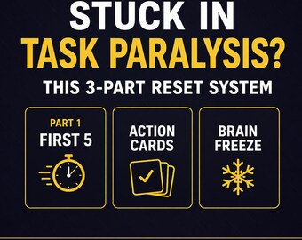 ADHD Task Paralysis Bundle | Task Initiation Kit + Action Cards | Executive Dysfunction Printable PDF