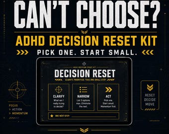 ADHD Decision Paralysis Reset Kit | Decision Fatigue Worksheet (PDF Download)