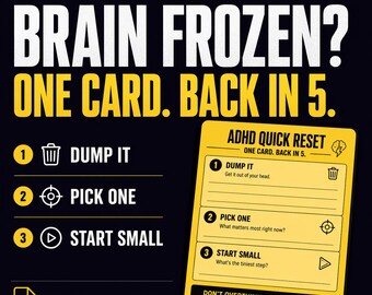 ADHD Brain Freeze Reset Tool | Overwhelm One Card (Printable PDF)