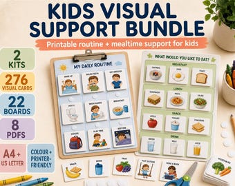 Kids Visual Schedule & Mealtime Support Bundle (Printable PDF)