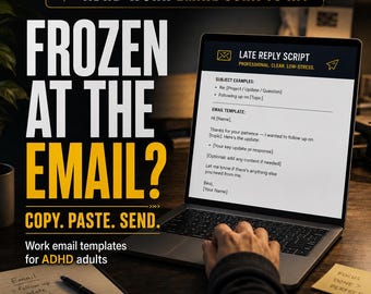 ADHD Work Email Scripts Kit | Workplace Templates for Adults | Email Paralysis Help PDF