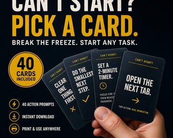 ADHD Task Paralysis Cards | Action Deck for Adults | Printable PDF