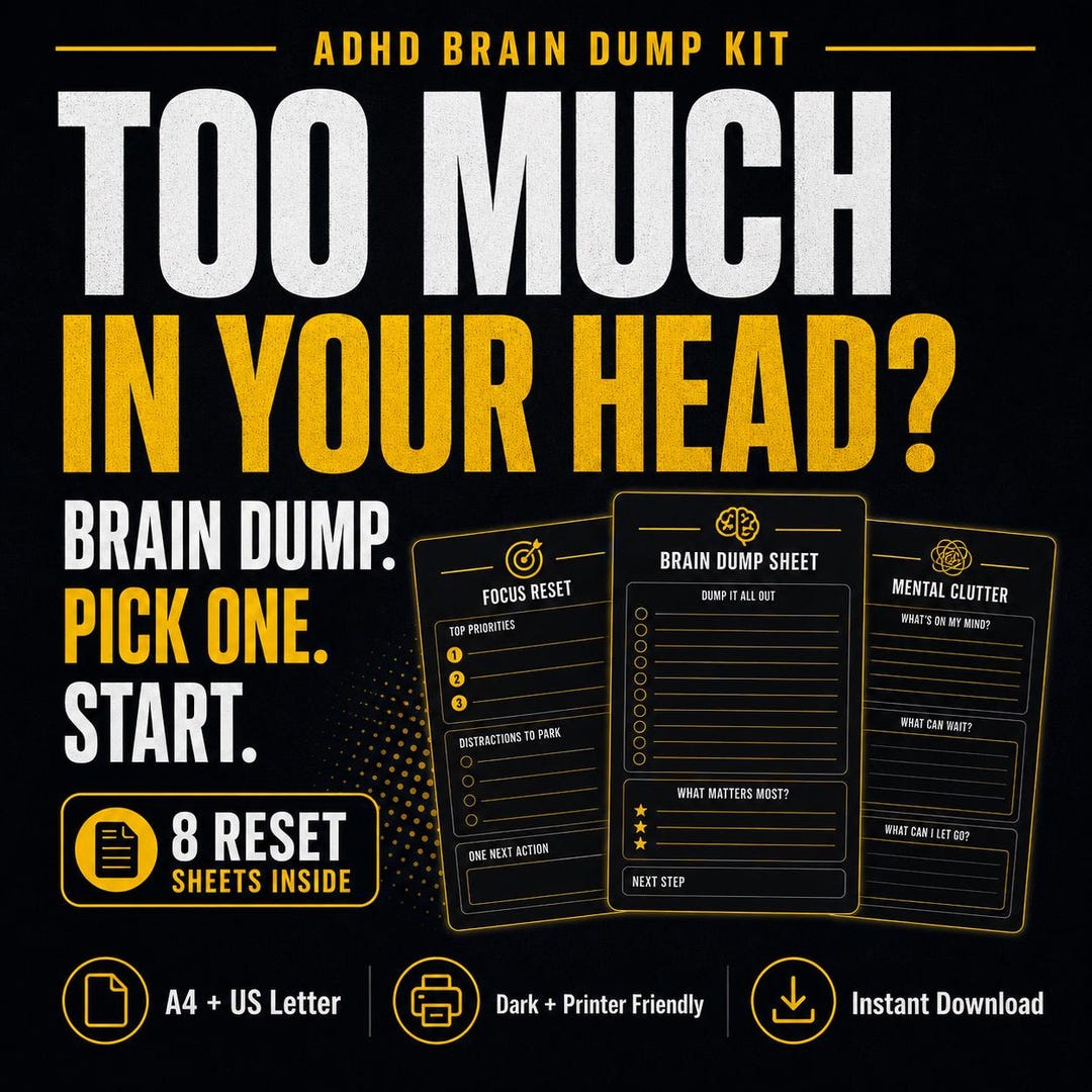 ADHD Brain Dump Worksheet | Mental Overload Reset for Adults | Brain ...