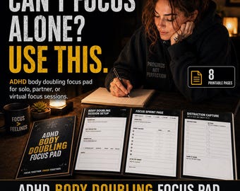ADHD Body Doubling Focus Pad | Session Worksheet for Adults (Printable PDF)