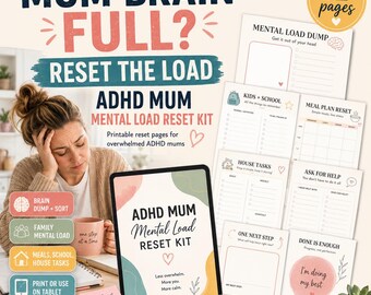 ADHD Mum Mental Load Triage Kit | Brain Dump, Overwhelm Reset Printable (PDF)