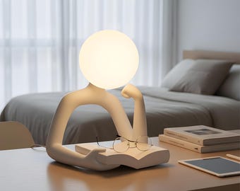 Human Figure Reading Lamp: Minimalist LED Desk Light for Book Lovers