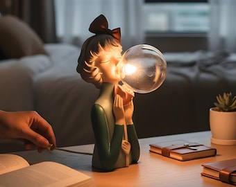 Lámpara de burbujas para niña, linda lámpara de escritorio, lámpara de mesa moderna, decoración de dormitorio