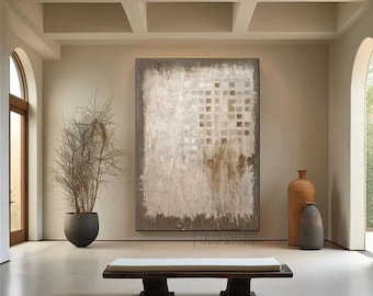 Arte murale Wabi-sabi, dipinto minimalista beige con texture, arredamento moderno per soggiorno, arredamento Boho, decorazione murale Wabi-sabi