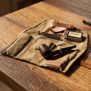 Estuche de lona para pipa, estuche para pipa de tabaco, kit de viaje para fumadores para hombres, organizador de pipas, regalo para padrinos de boda